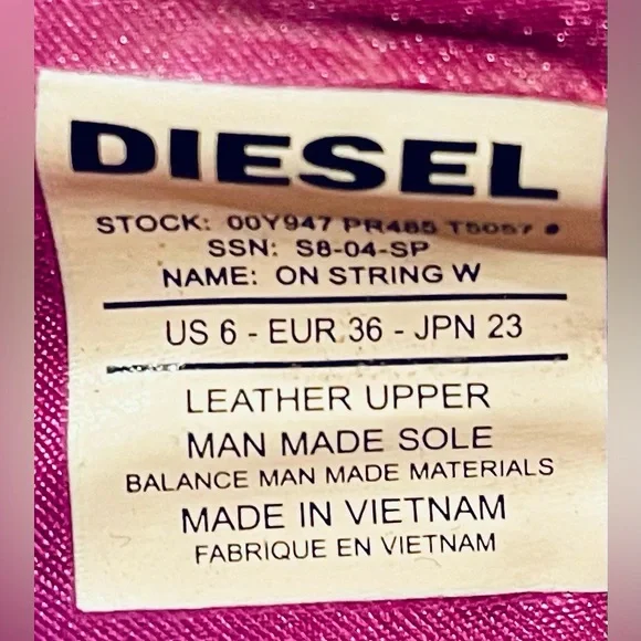 Diesel Slip on Fuchsia Flats Size 6
